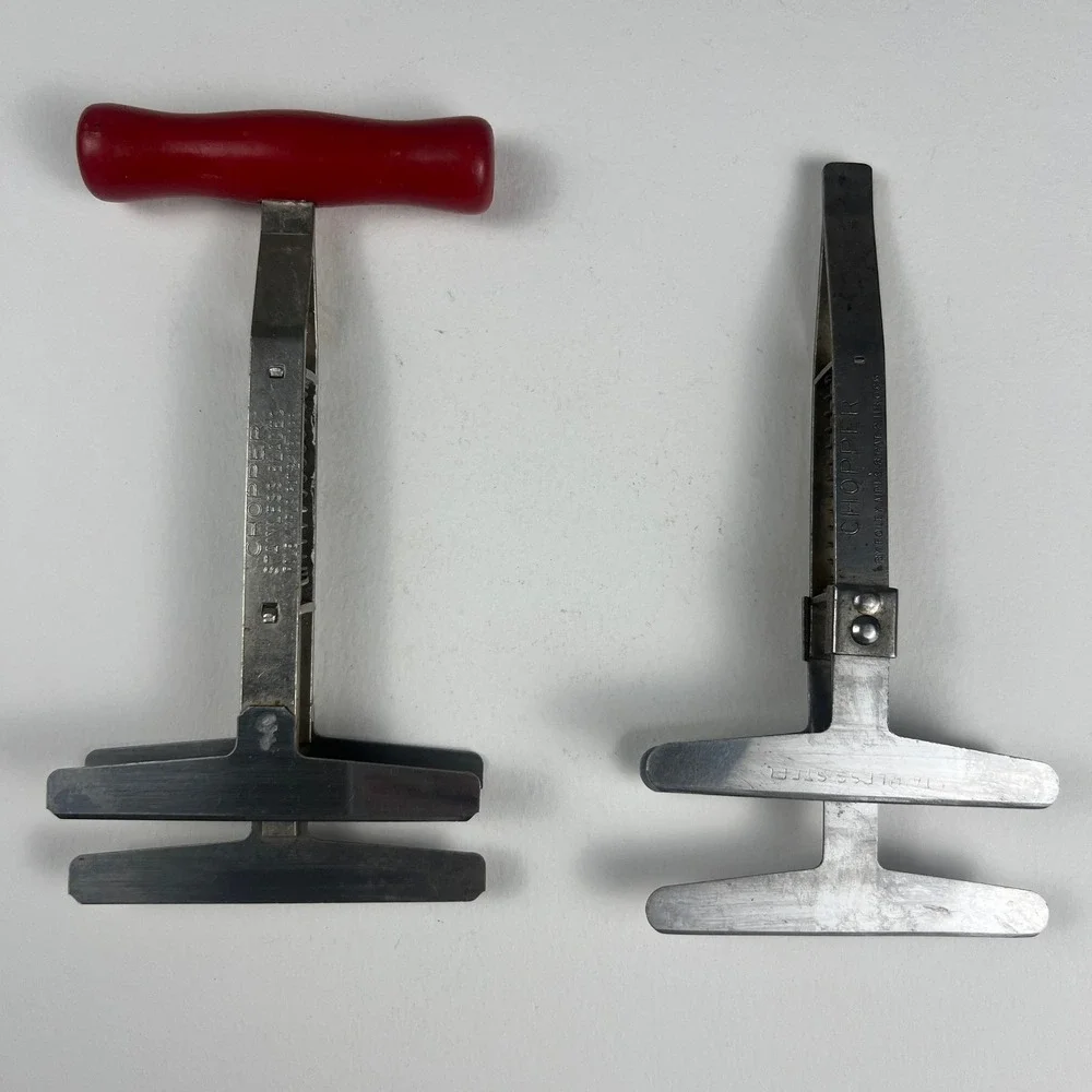 Foley Food Chopper Set 2 Kitchen Tool Wood Handle Stainless Steel Vintage 7.75